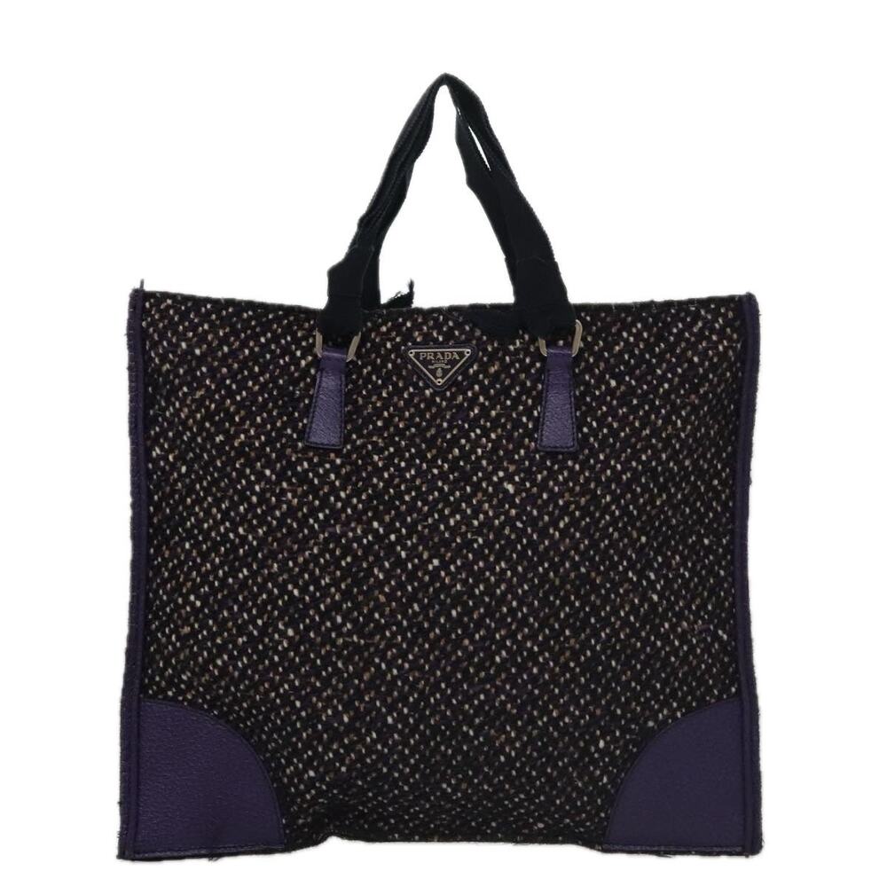 Prada Wool Leather Handbag Purple